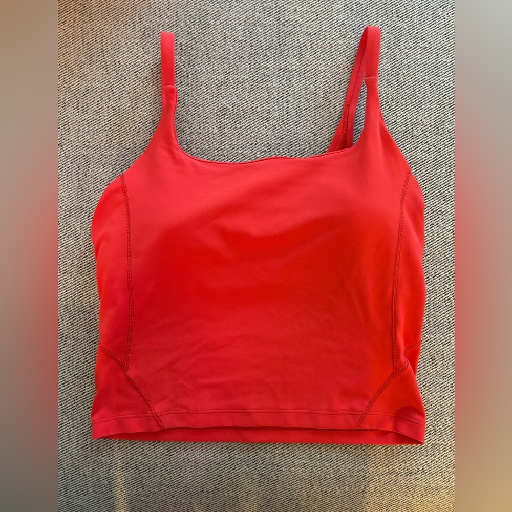 Like New Lululemon Red Crop Tank Top with built in bra lined support Size 6